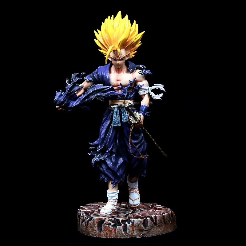 Gk Dragon Ball Anime Figure 34cm Samurai Son Goku Gohan Vegeta Figurine Super Saiyan Model Statue Doll Toys for Children Gift