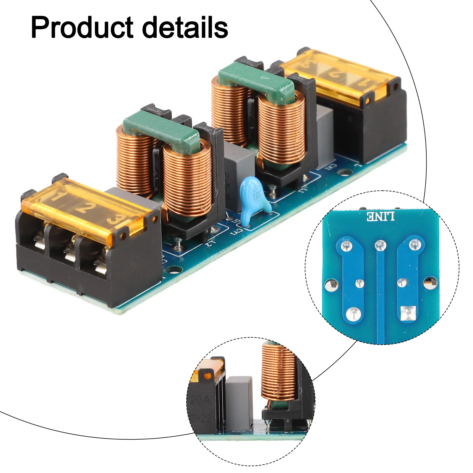 25 Amp For EMI for Power Filter Two Stage Low Pass Filter Board for Electronic Device for Power Line Noise Interference Control
