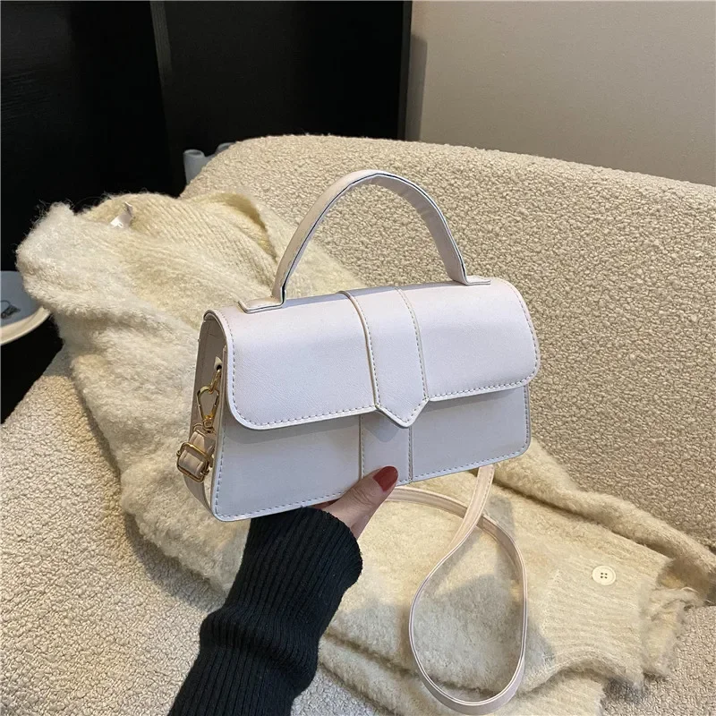 Pure color simple texture handbag 2023 this year\'s popular fashion shoulder crossbody bag small square bag tid spring and summer