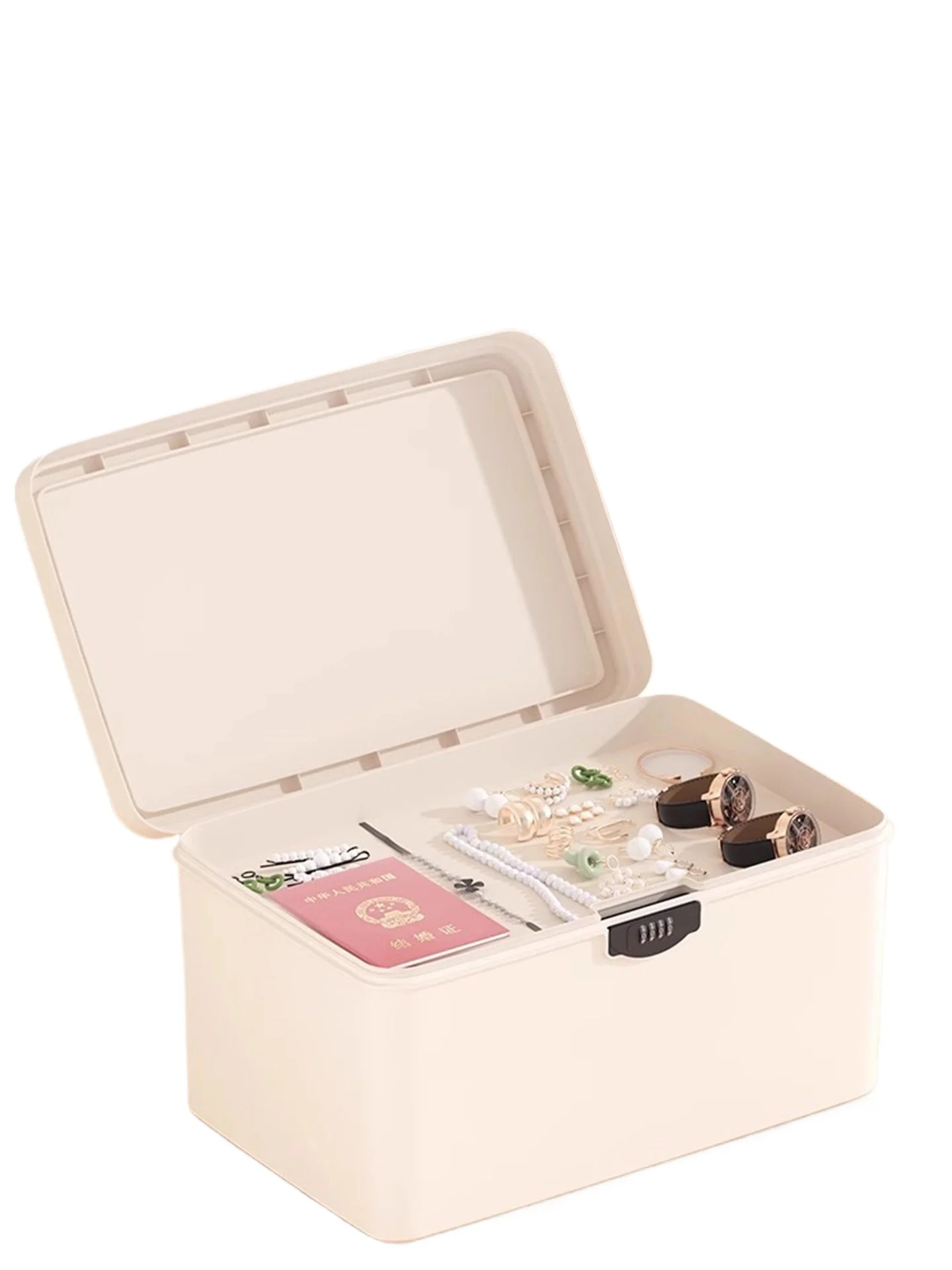 Storage box with combination lock, storage case, safe for documents, certificates and valuables