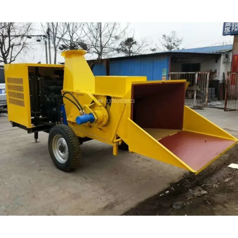 Mobile Diesel Powered Auto Hydraulic Forced Feeding Forestry Log Tree Branch Storm Waste Shredder Drum Wood Chipper Machine