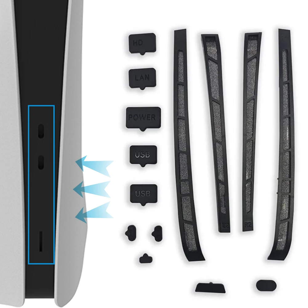 

12 in 1 Silicone Dust Plugs Set Plug for Slim for Playstation 5 Slim Console Accessories Pack