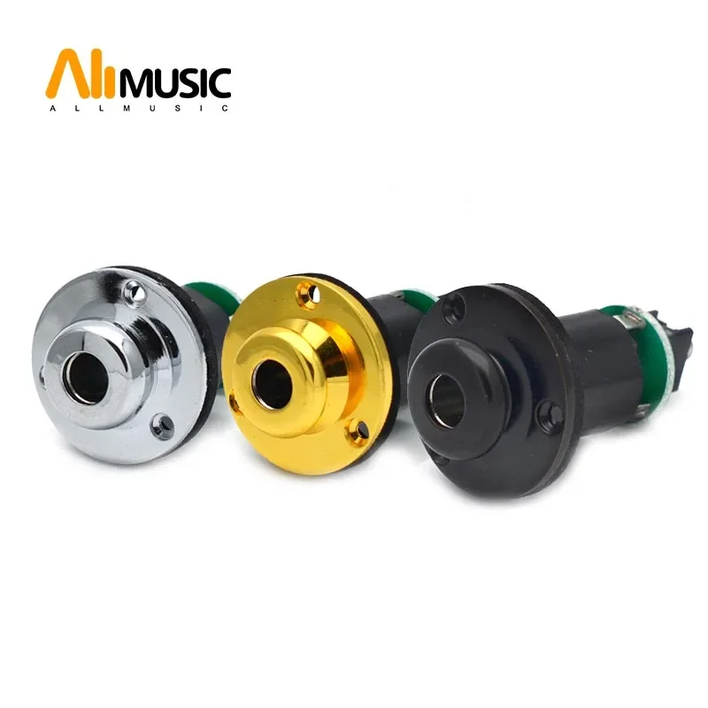 10PCS Round Guitar Equalizer Pickup EQ 6.35 Endpin Output Socket with Strap Lock Chrome/Gold/Black