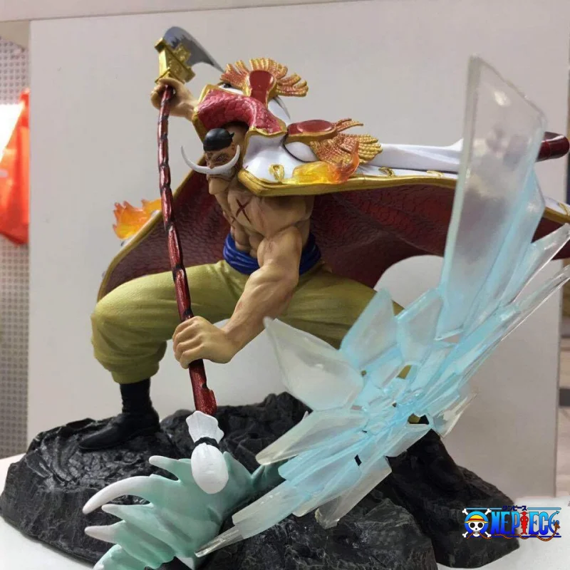 One Piece Anime Figure White Beard Edward New Gate Vs Akainu Action Figurines Statue Collectible Model Doll Kids Toys Gift