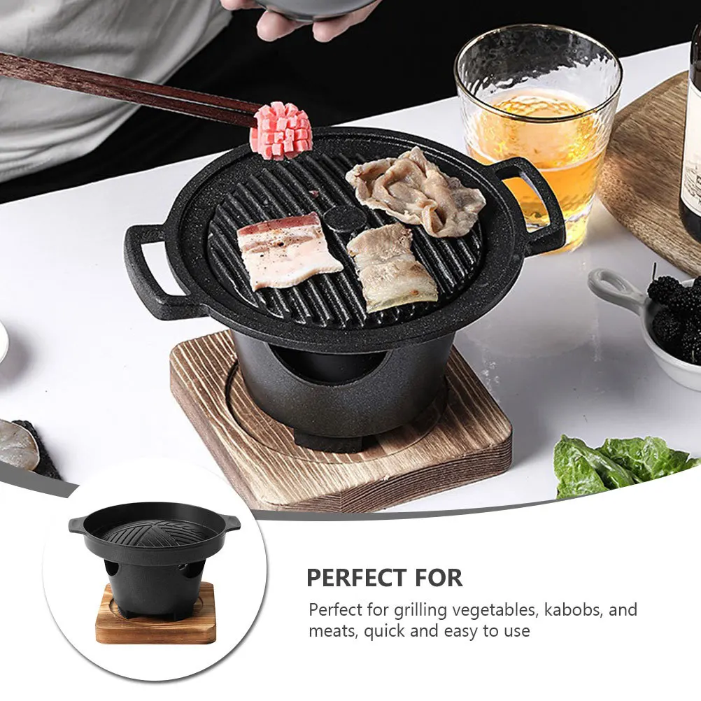 

1Set Home Mini Barbecue Grill Roasting Oven Non-Stick Aluminum Portable Baking Tool for Grilling Kabobs Meats Easy Clean Black