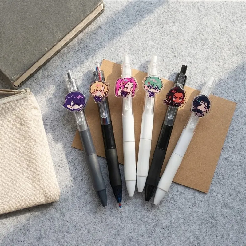 Alien Stage Kawaii Supplies Set Sua Luka Acrylic Toppers Click Gel Pen 05mm Black Ink School Kids Gift Cute 6pcs