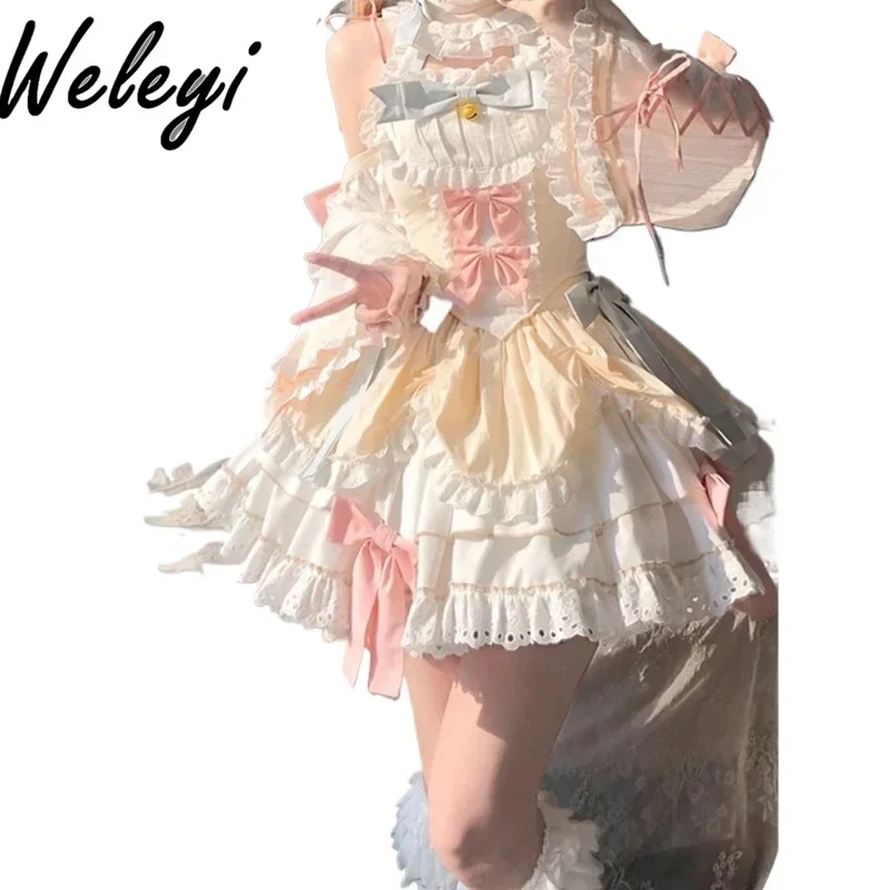 Sweet Cute Lolita Dress Sukienka Kleider Frock Summer Women Clothes Fashion Bell Vest Generative Color Suspender Kawaii Dresses