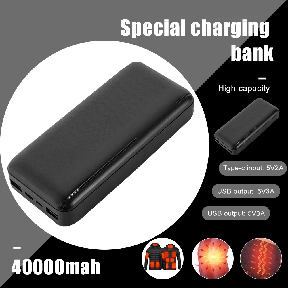 40000mAh Power Bank 5V 3A Heating Battery Portable Charger External Battery Pack for Heating Vest Jacket Scarf Gloves Power Bank