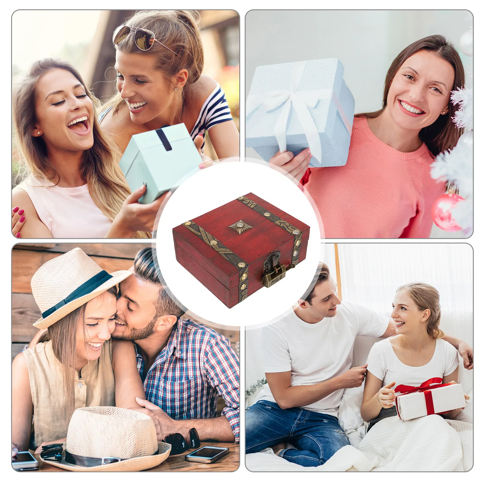 

Деревянный органайзер-коробка в стиле ретро, квадратный, большой, для хранения мелочей, украшений, косметики, для офиса и дома, 1 шт.