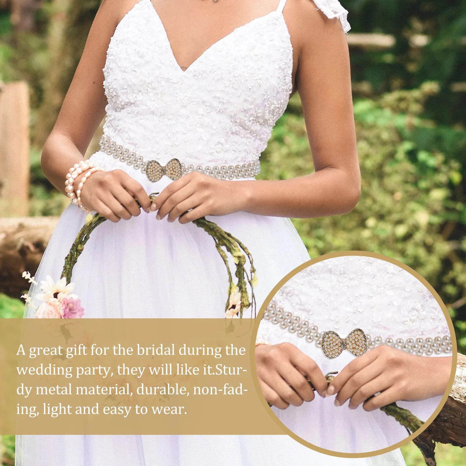 

Pearl Rhinestone Bridal Waist Belt Lightweight Elegant Wedding Dress Decor Chic Waist Chain Wedding Belt Dress Accessory