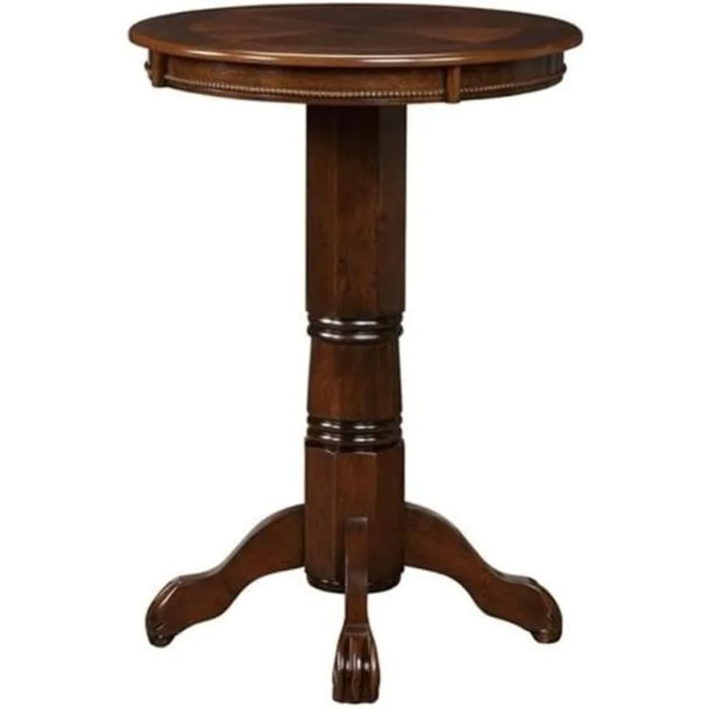 BOWERY HILL Tavolo da pub tradizionale in legno con artigli e piedini a sfera in cappuccino