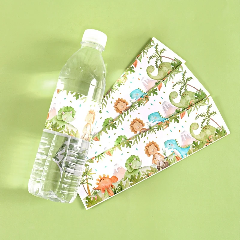 10Pcs Dinosaur Party Water Bottle Stickers Paper Label For Jungle Dinosaur Birthday Party Decoration - view 3