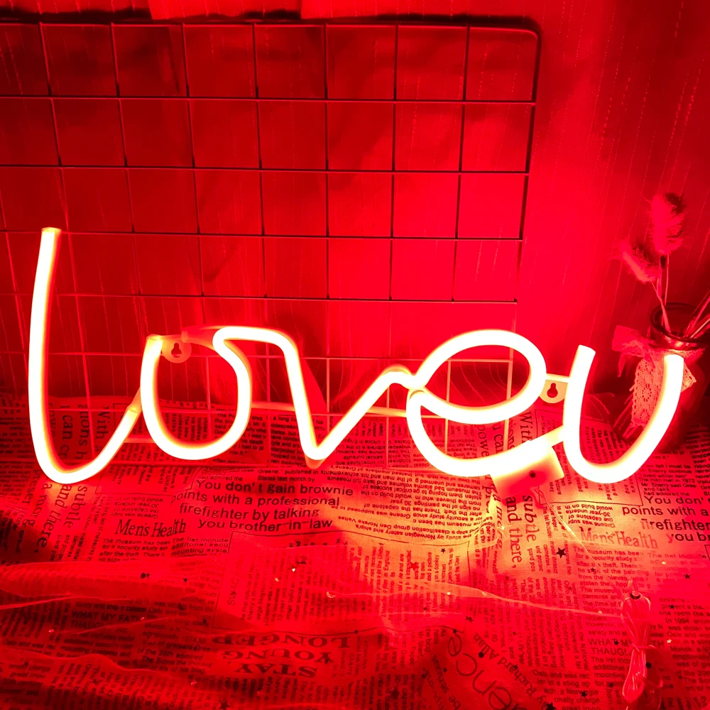 Wholesale Loveu Neon LED Wall Lights Store Greeting Signs Home Party Wedding Window Shop Decor Night Lamp Battery or USB Powered