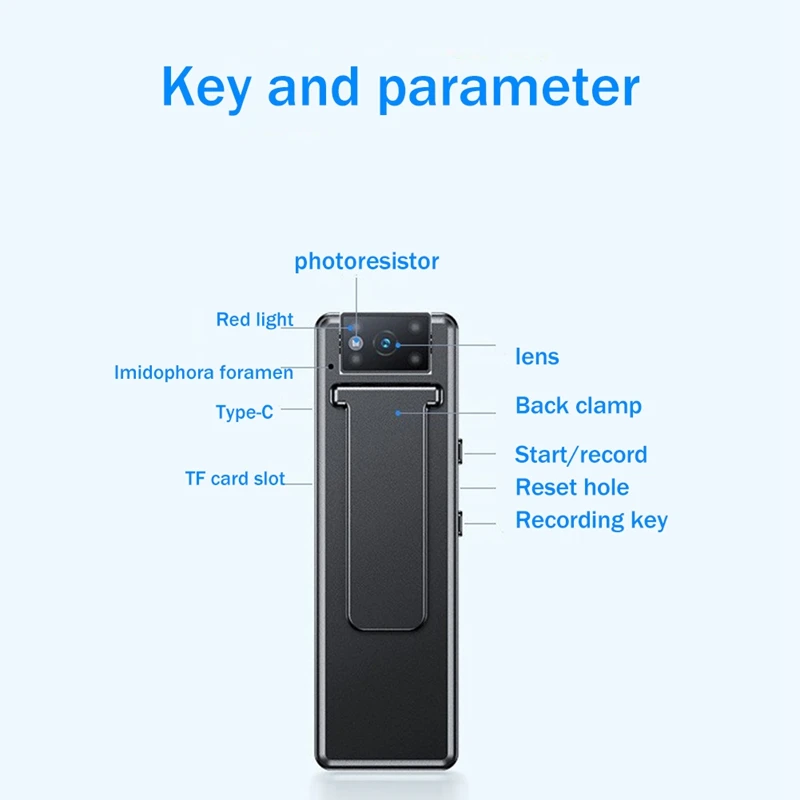 1080P HD Gravador de conferência de condução Câmera portátil de visão noturna Câmera de gravação de áudio e vídeo infravermelho