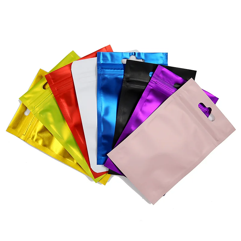 50PCS Hole Resealable Smell Proof Bags Foil Pouch Baggies Ziplock Matte Clear Bag Packaging for DIY Jewelry Storage Display