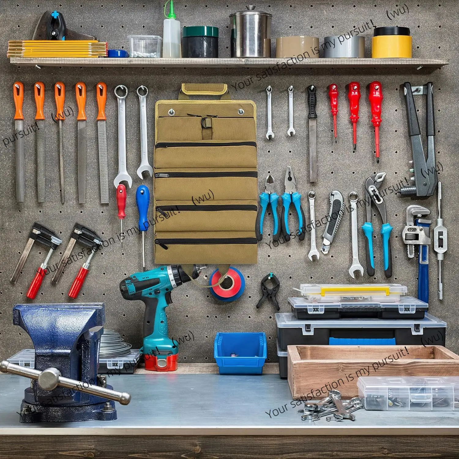 Kit de herramientas de lona, bolsa de almacenamiento duradera para mantenimiento de electricista de carpintería, bolsa de herramientas para coche con rodillo, bolsa de Hardware