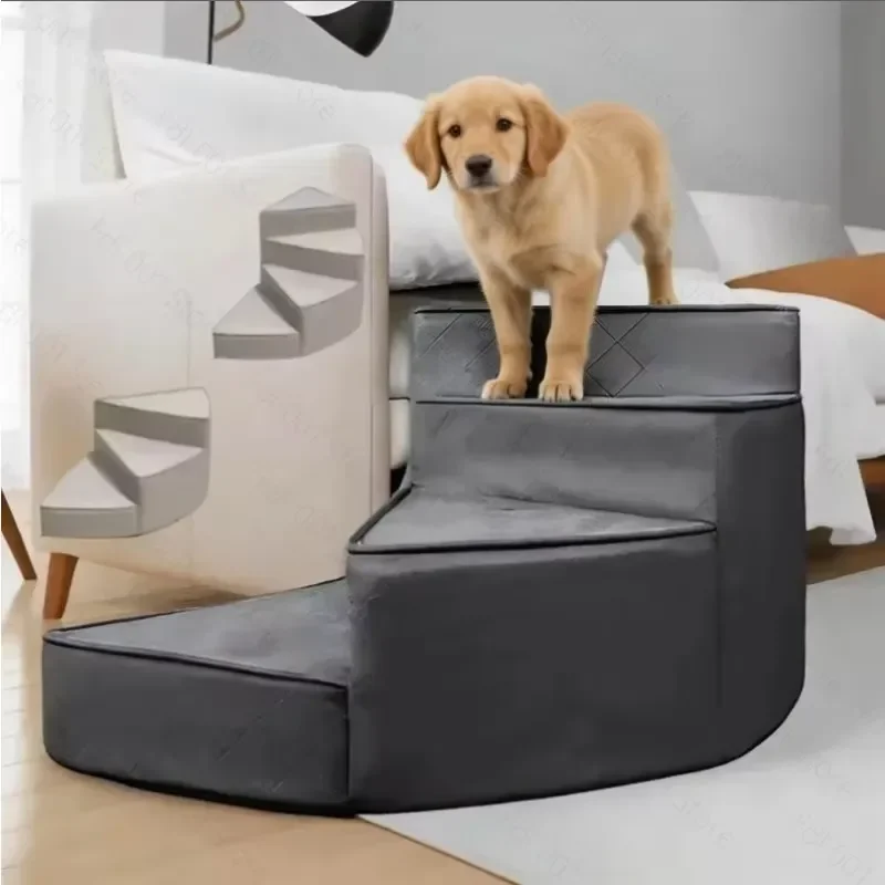 for Pet Stairs Rotating Ladder Soft Sponge Steps for Dogs Cats Access Bed Couch Safe Climbing Aid