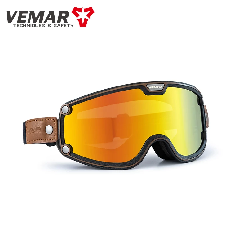 

VEMAR Retro Motorcycle Goggles Ski Glasses Sunglasses ATV Goggles Non-slip Belt AntiUV Cafe Racer Chopper Cycling Racing Goggles