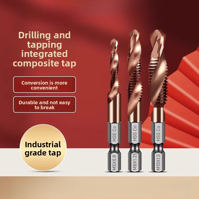 TG Stainless Steel Tap and Die Set, Self-tapping Screw Thread Tap Drill Kit, 3-in-1 Screw Tap Combination Tool