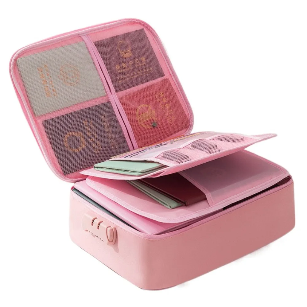 

Waterproof Fireproof Document Bag Multi-Layer Large Capacity Portable Passport Case Comfortable Handle Multi-Functional