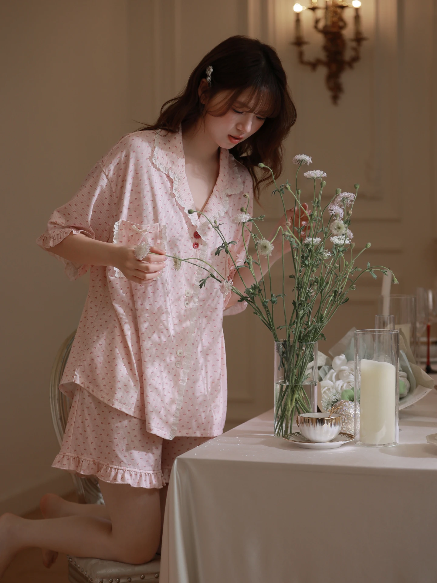 mrs-si-li-cool-sensation-modal-sleepwear-short-sleeve-women's-home-clothes-floral-print-anti-bulge-summer-comfortable-underwear
