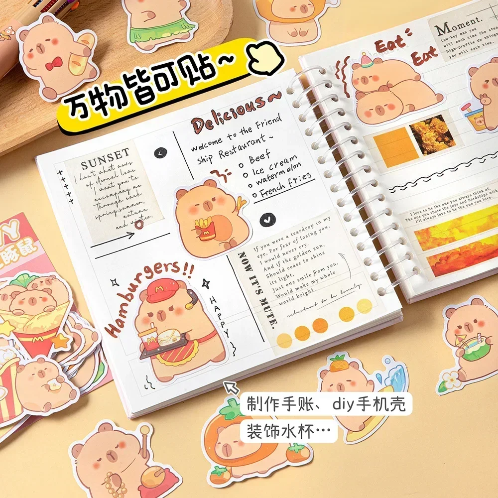 30pcs Cute Capybara Sticker Cartoon Animal Decals DIY Scrapbook Sticker for Laptop Phone Luggage Diary Graffiti Sticker Kid