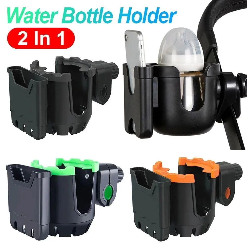 Universal 2 in 1 Stroller Cup Holder dengan dudukan ponsel untuk kereta bayi untuk sepeda, Walker, skuter