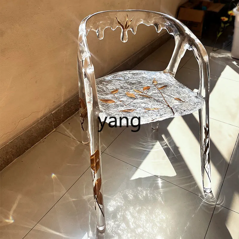 

LMMacrylic chair light luxury high-end transparent epoxy resin water drop designer backrest dining chair