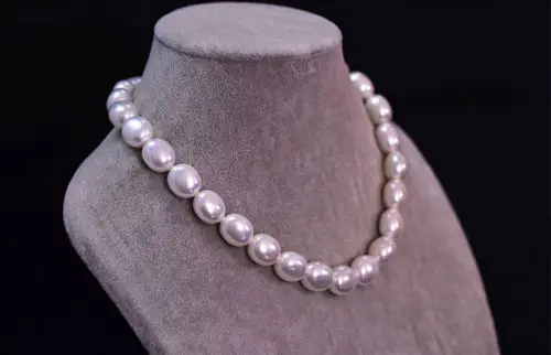 

Wholesales Noble 13x15mm south sea white shell pearl necklace 18" fashion jewellery