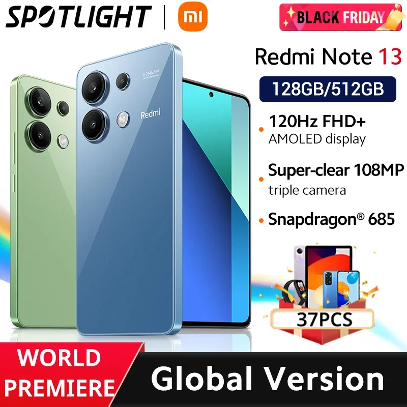 [World Premiere] Global Version Xiaomi Redmi Note 13 Smartphone Snapdragon® 685 108MP camera 120Hz AMOLED display 33W charging