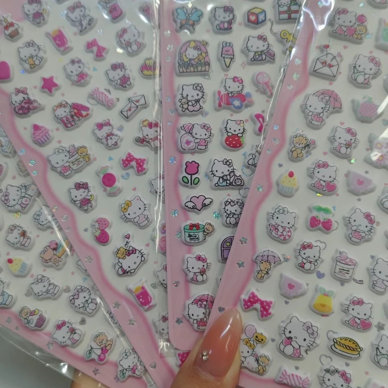 Naklejki 3D Hello Kitty, miękkie naklejki DIY do dekoracji, naklejki do albumu, dziennika, notatnika, urocze naklejki anime 3D z pianki.