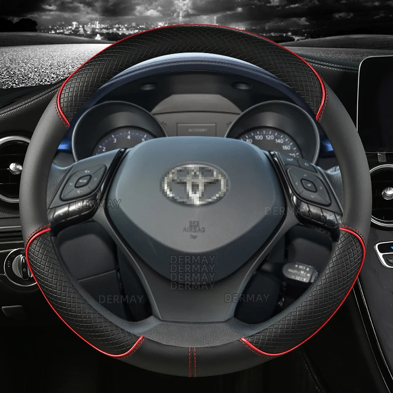 for Toyota CHR C-HR Car Steering Wheel Cover PU Leather Non-slip Auto Accessories Fast Shipping