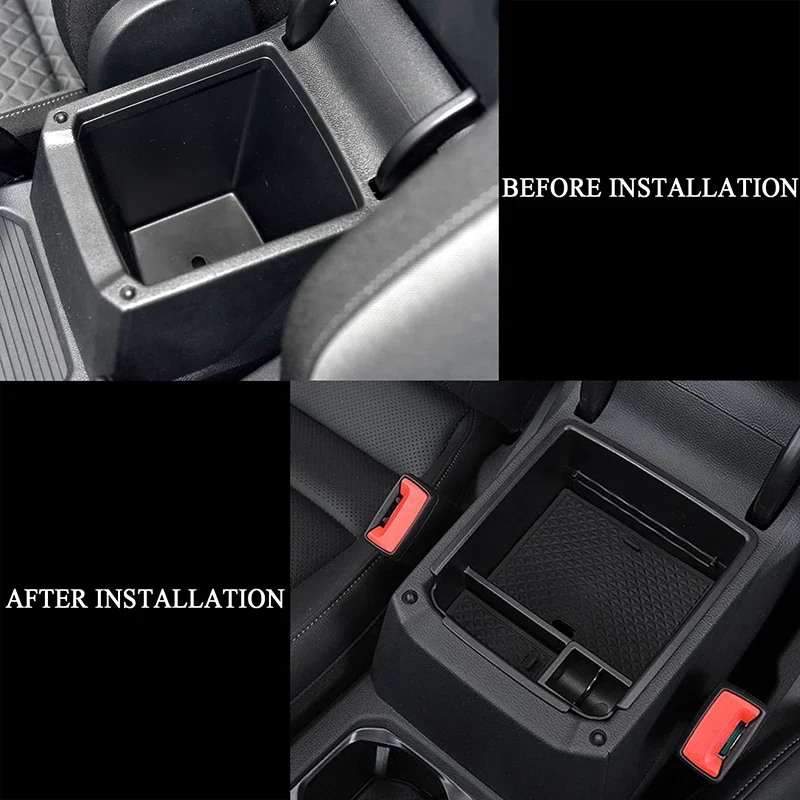 Caixa de armazenamento do braço do carro para VW Tiguan, bandeja do organizador do console central, MK2, 2017, 2018, 2019, 2020, 2021, 2022, carro arrumando