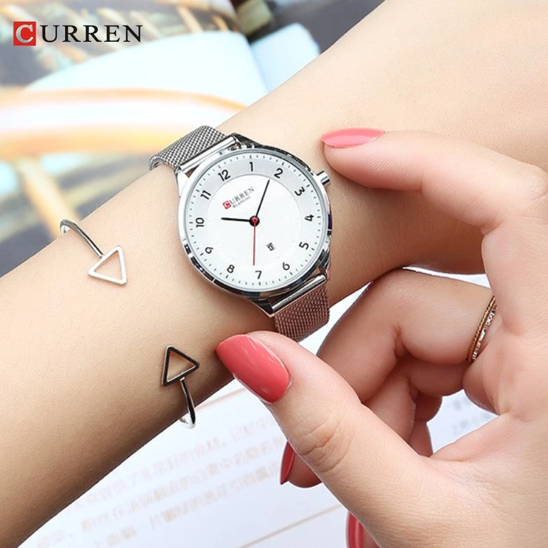 CURREN Women Watches Japanese Movement Quartz Watch Simple Dial Metal Mesh Strap Casual Clock Relogio Feminino Montre Femme