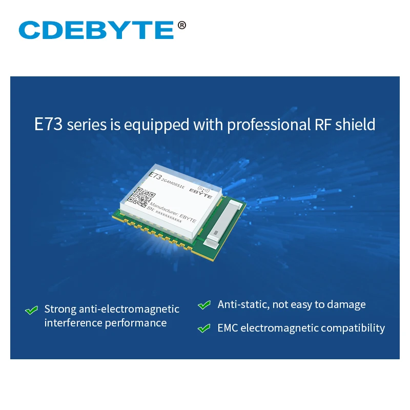 NRF52833 modulo RF 2.4GHz BLE 5.1 Mesh Thread ZigBee 8dBm CDEBYTE E73-2G4M08S1E ricevitore ricetrasmettitore Wireless per UAV Smart Home