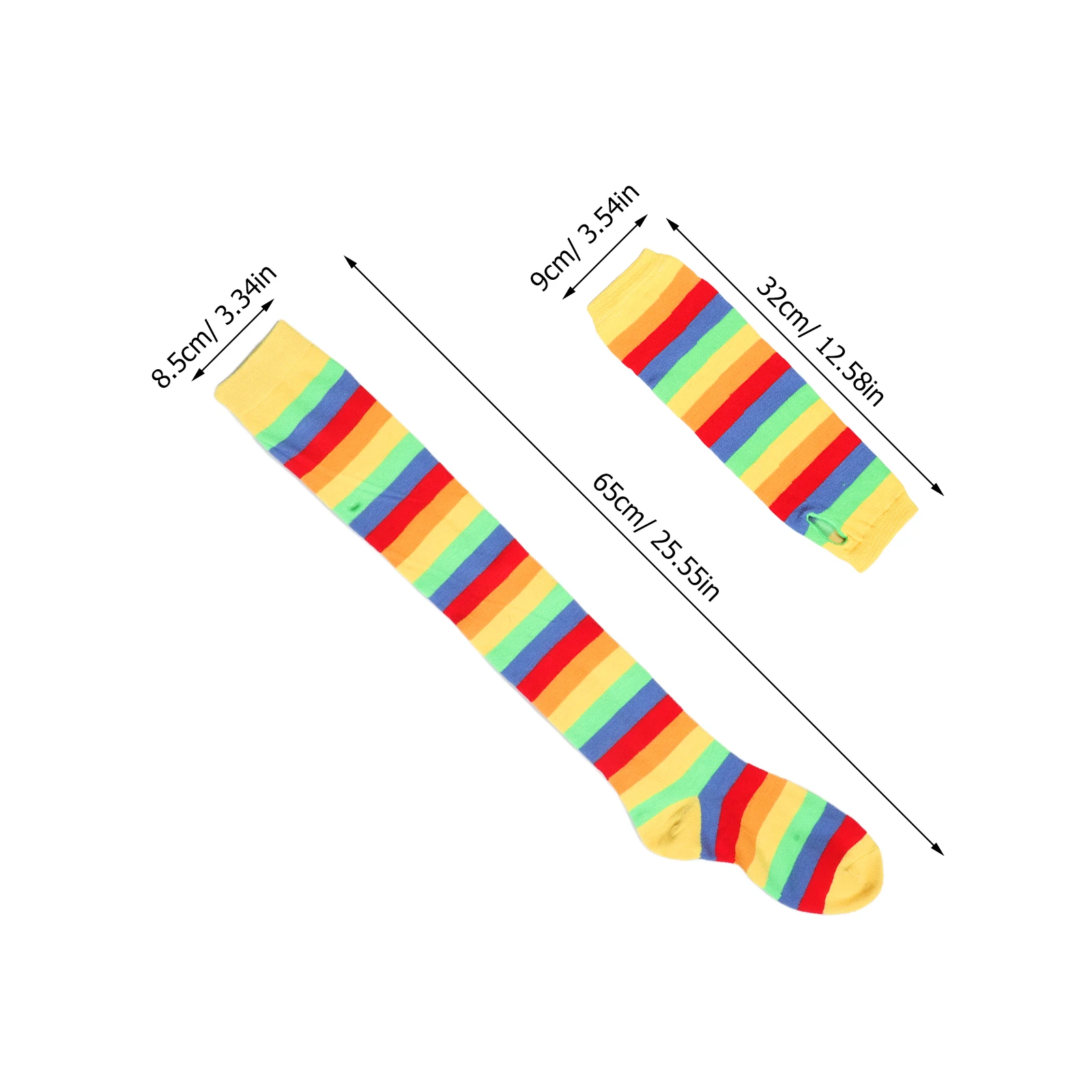 ชุดถุงเท้ายาวลายทางพร้อมถุงมือ ดีไซน์สดใส สำหรับแต่งกายปาร์ตี้ คอสเพลย์ ชุดฮาโลวีน อุปกรณ์เสริมสำหรับผู้หญิง ถุงเท้า ถุงมือ