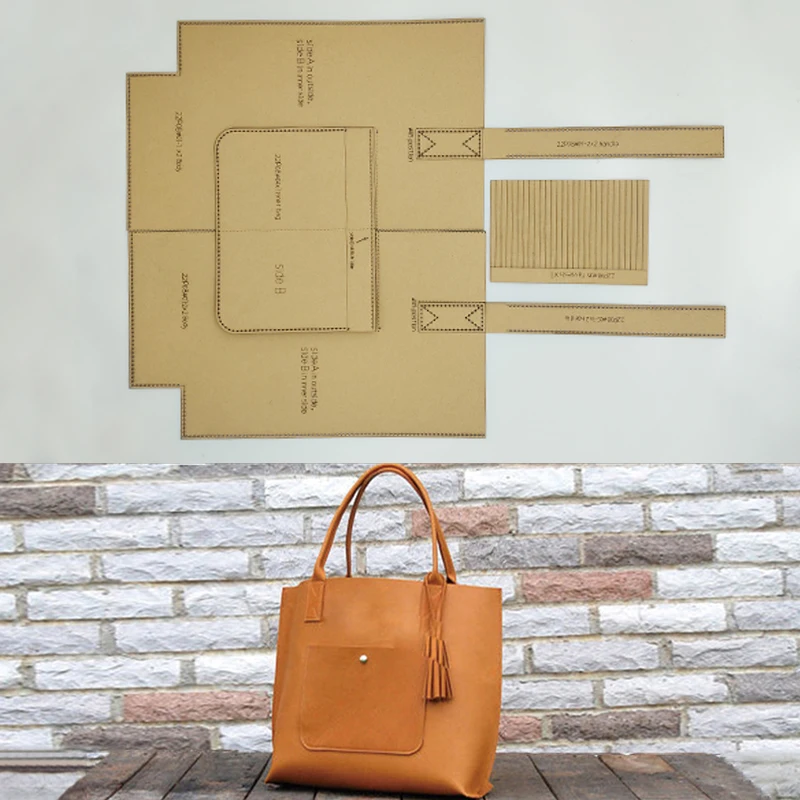 YOMDID 8 adet omuzdan askili çanta Kraft yapma şablonu el yapımı deri plaka kalıp DIY çanta Tote çanta yapımı Leathercraft şablonu