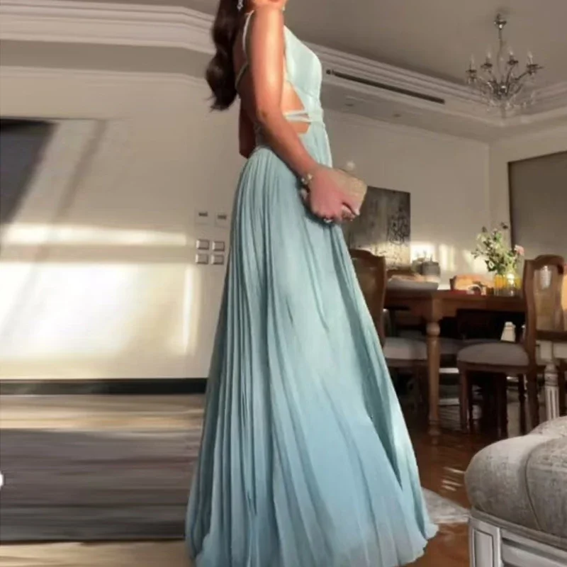 女性用プリーツロングドレス,ラウンドネック,ハイウエスト,ノースリーブ,ホルター,透かし彫り,ビーチ,モノクロ,パーティー,春,夏