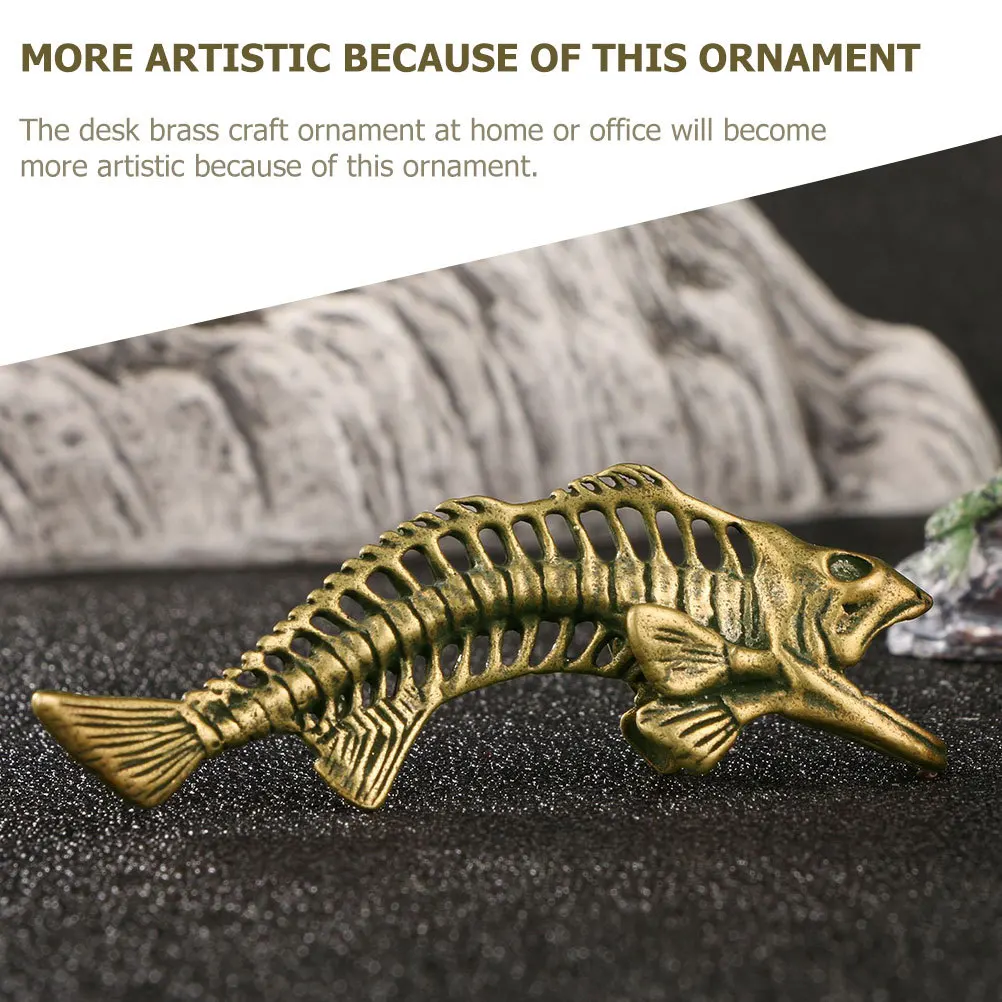 

Brass Fish Bone Sculpture Retro Fish Decoration Realistic Lifelike Desktop Ornament Home Office Artistic Photography Prop