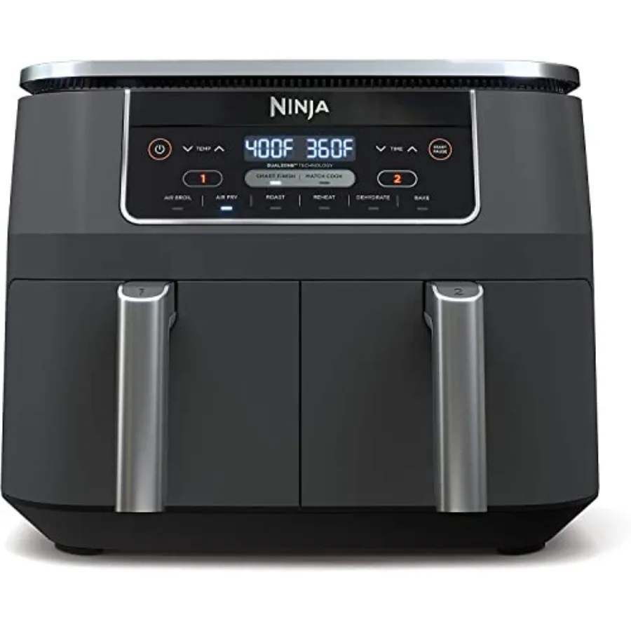 6-in-1 DualZone Air Fryer with 8-Quart Capacity and Two Separate Baskets for Simultaneous Cooking of Multiple Dishes at Differe