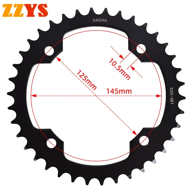 520-38T 520 38T 38 Tooth Rear Sprocket Gear Wheel Cam For Yamaha ATV YFM350S YFM350 RSE-W Raptor Special Edition YFM 350 04-13