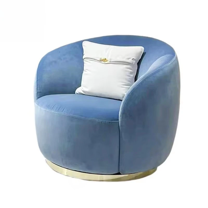 Italian light luxury cloth single chair villa living room home design blue high-end velvet armchair