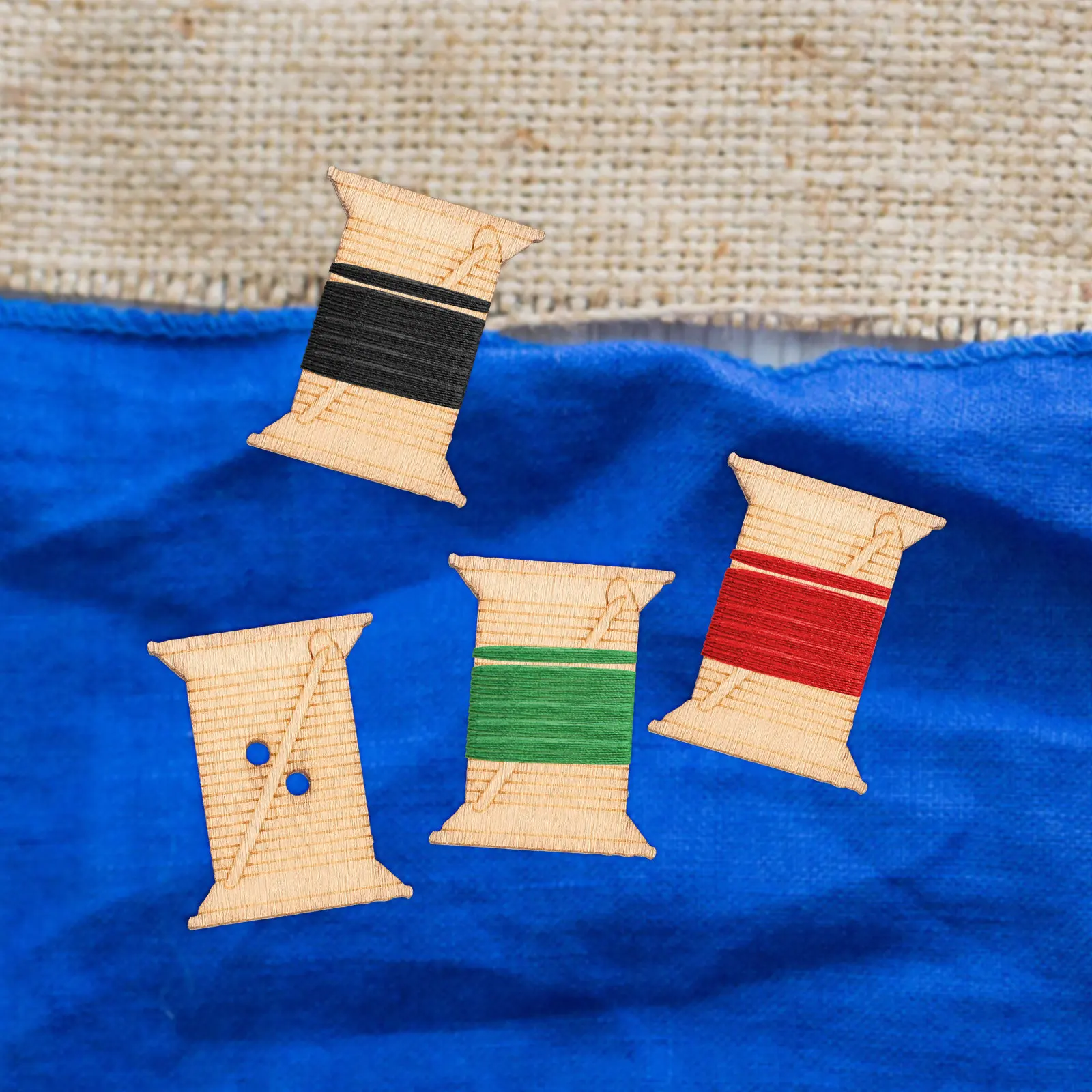 Sewing Knit - 50개 천연 나무 실 보빈 대형