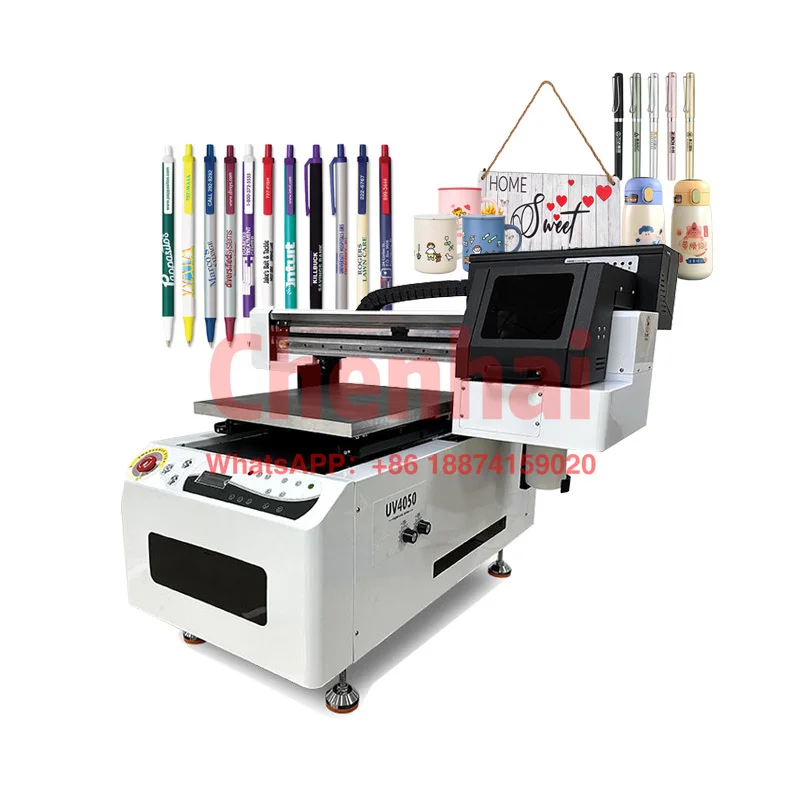 Stable printing Uv flatbed printer 4050 UV Flatbed printing machine Cylinder Rotary Bottle and AB film Uv flatbed printing machi