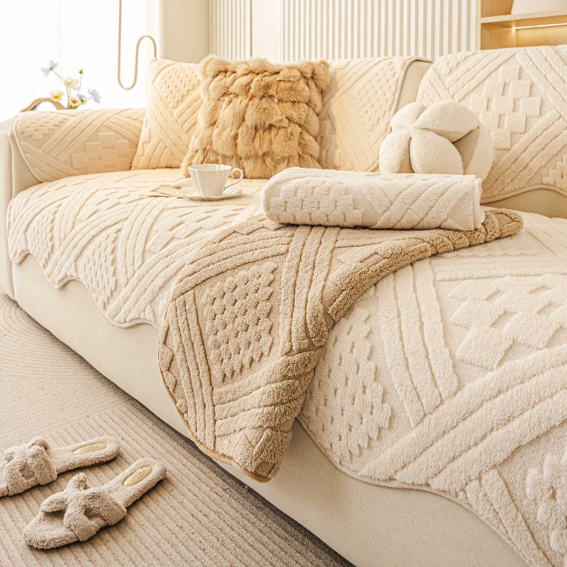 

Кремовый стиль, чехол для дивана, утолщенный фиксированный нескользящий цельный прямой ряд, чехол для диванной подушки, мягкий осенне-зимний новый стиль