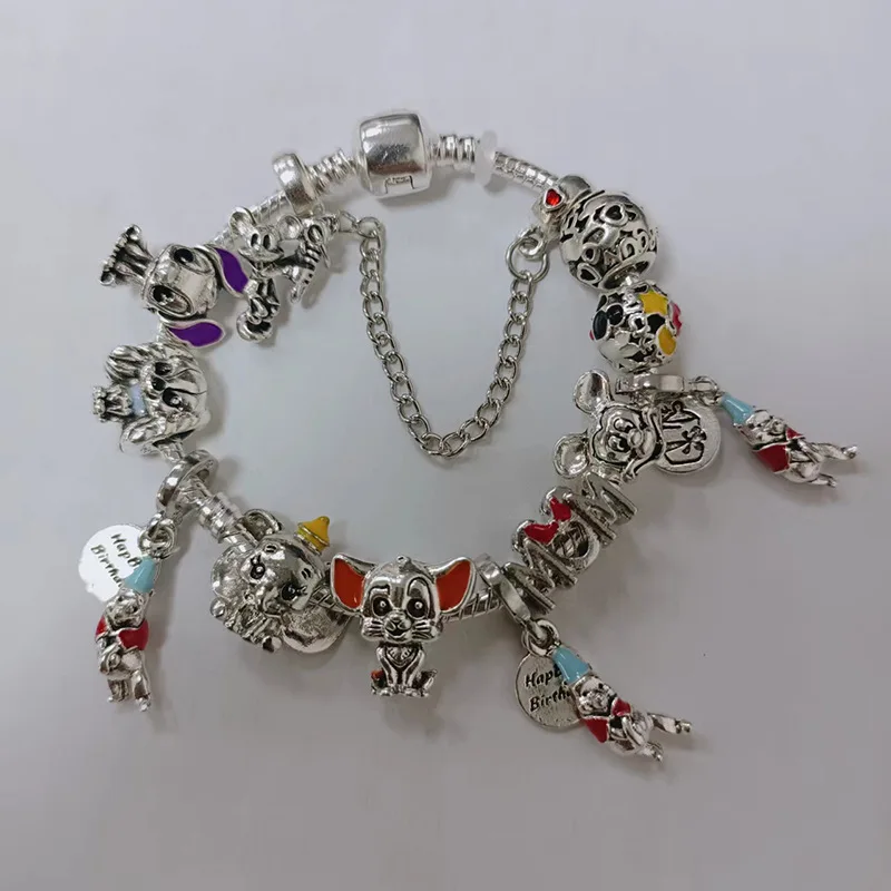 Disney Anime Beads Cute Winnie the Pooh Bear Bracelet for Women Trendy Jewelry Eeyore Piglet Tigger Pendant Charms Girls Bangles