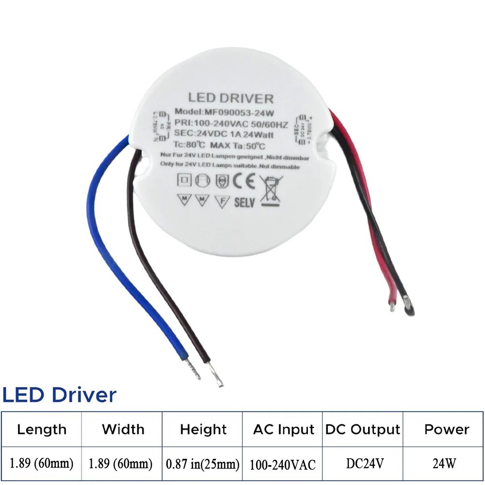 24W 30W 36W runder LED-Treiber Ultraschlankes LED-Netzteil Runder LED-Transformator AC 110V 220V 230V zu DC 12V 24V für LED-Lampe