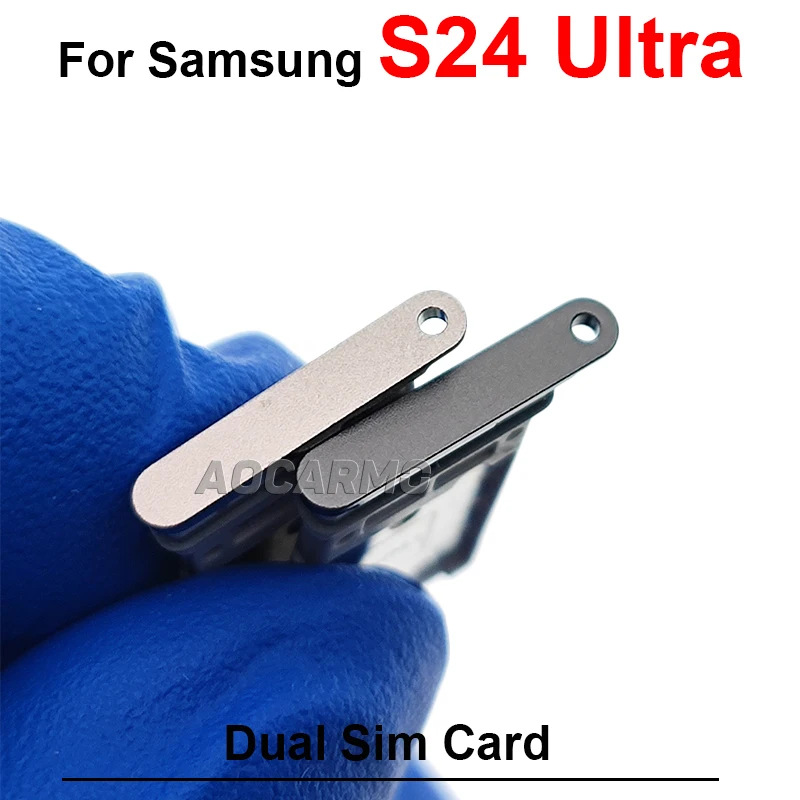 Single And Dual Sim Card For Samsung Galaxy S24 Plus S24+ S24Ultra Sim Tray Holder Socket Slot Repair Replacement Parts