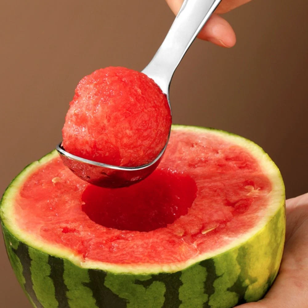 304 Stainless Steel Ice Cream Spoon Self-melting Upright Watermelon Scoop Ergonomic Handle Polished Gelato Ball Spoon Household