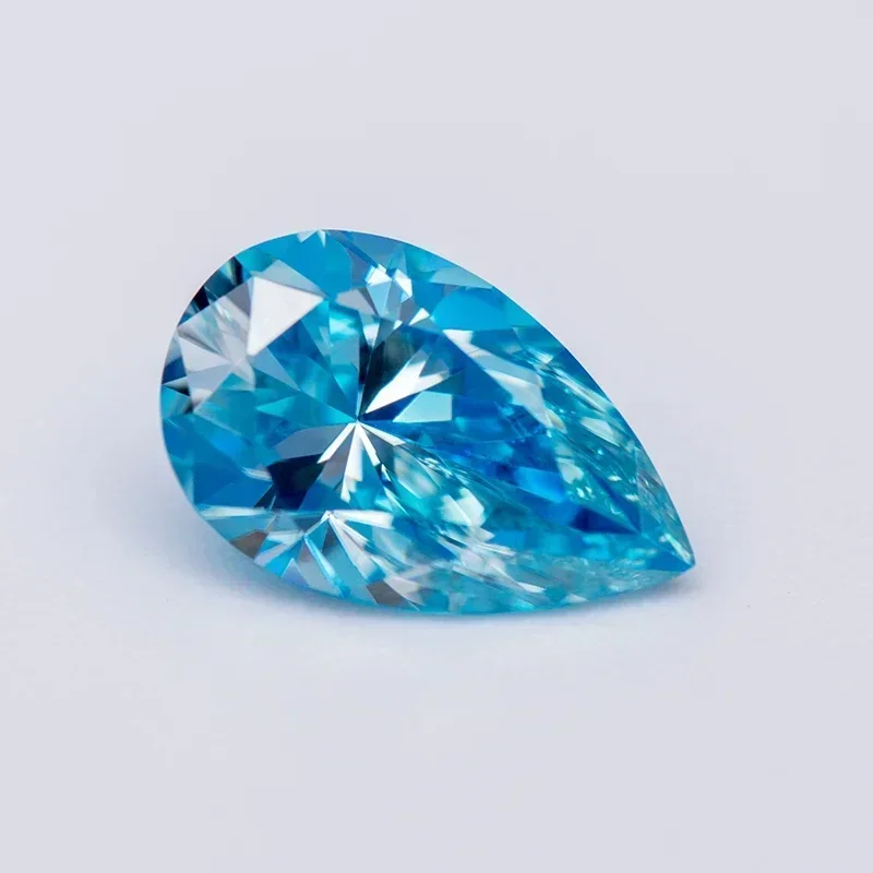 Pedra moissanite mar cor azul vvs1 pêra corte laboratório cultivado pedra preciosa para diy encantos jóias fazendo materiais com certificado gra